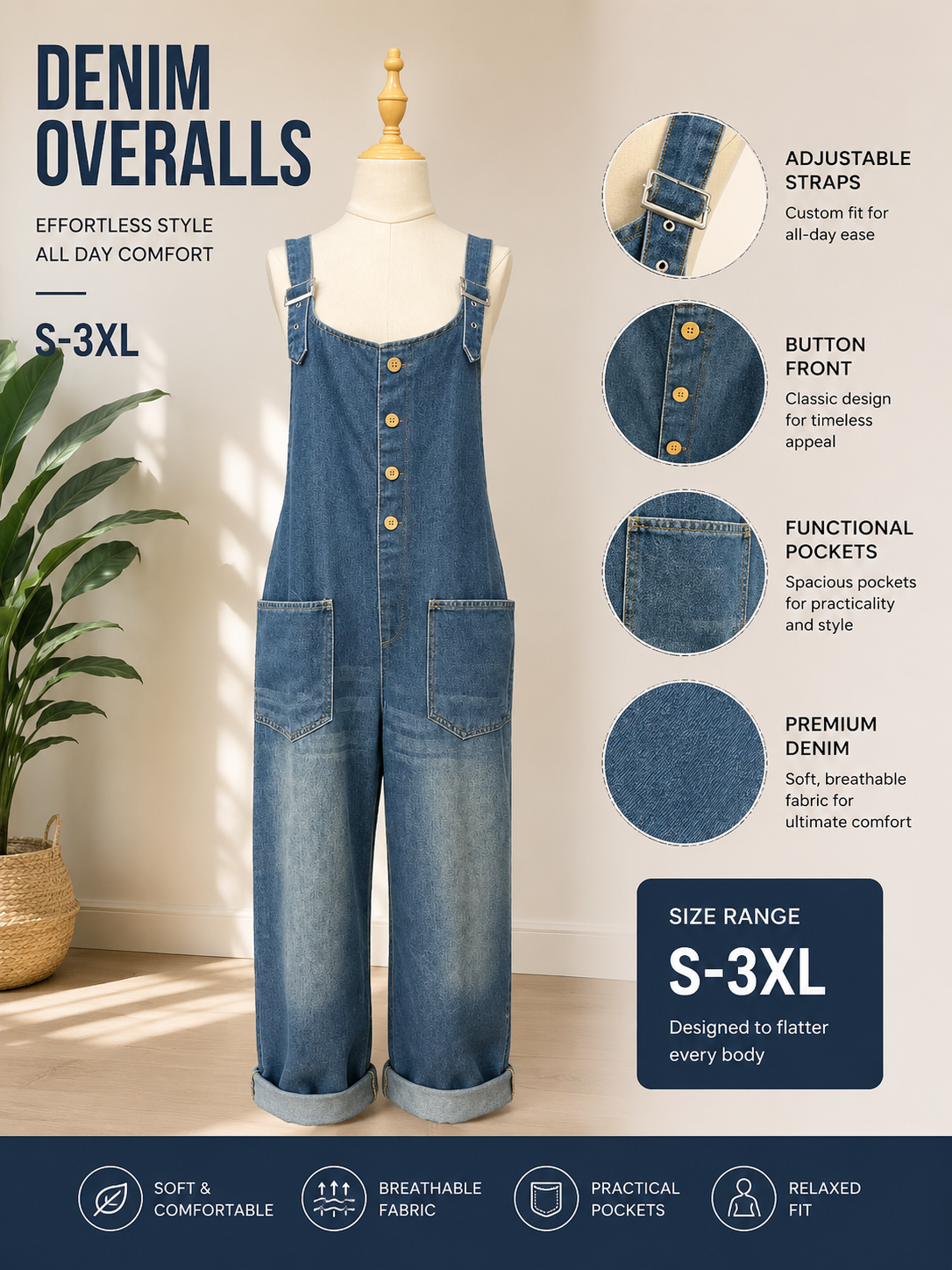 Everyday Relaxed Denim Jumpsuit