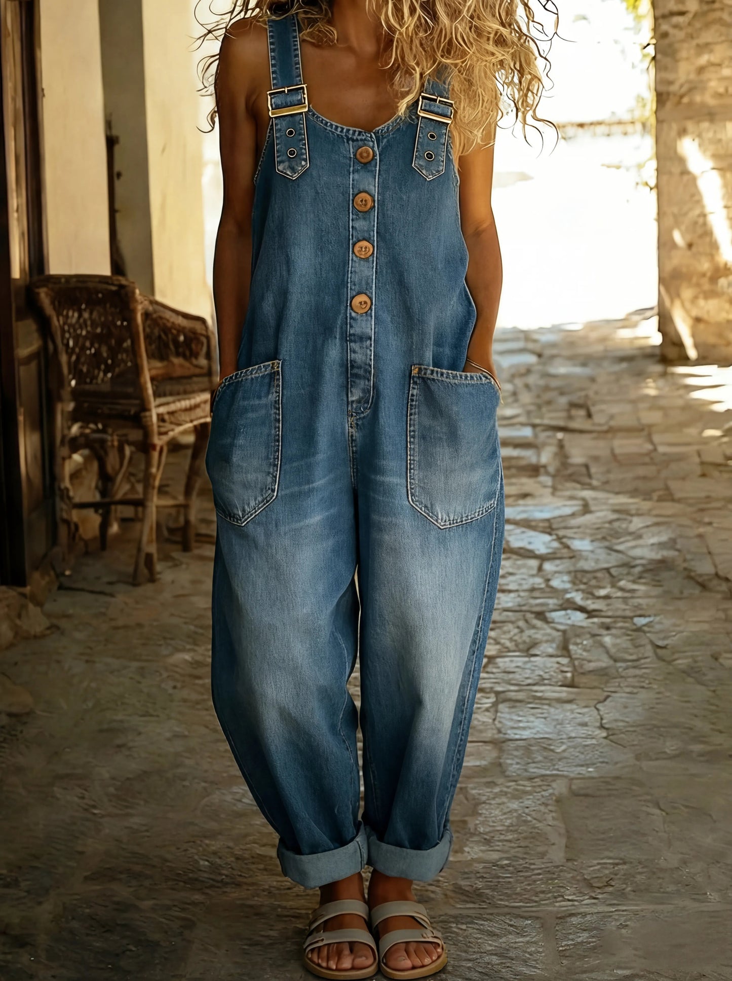 Everyday Relaxed Denim Jumpsuit